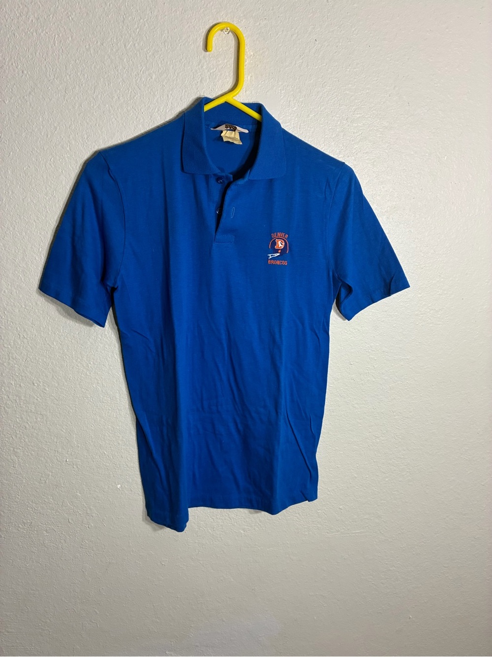 Vintage Denver Broncos Men's Blue Polo Shirt